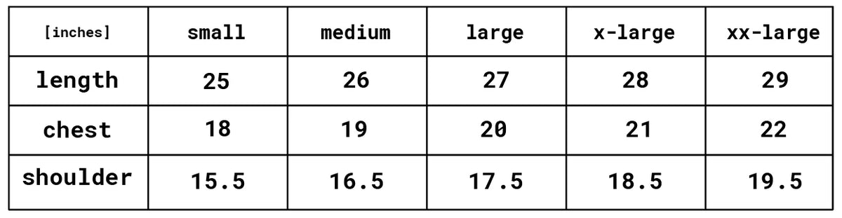 Size chart