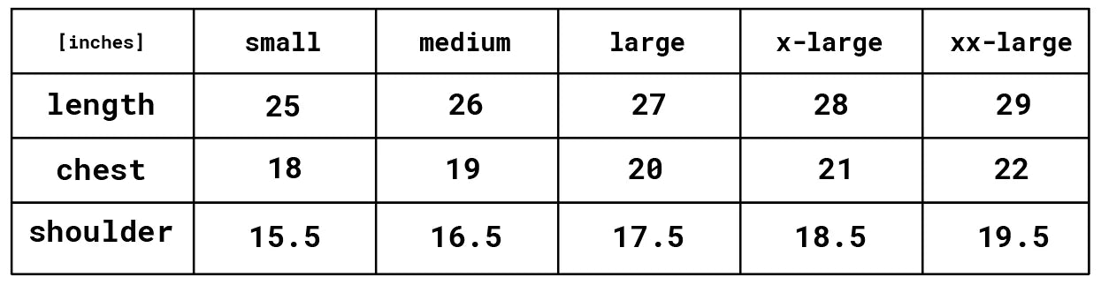 Size chart