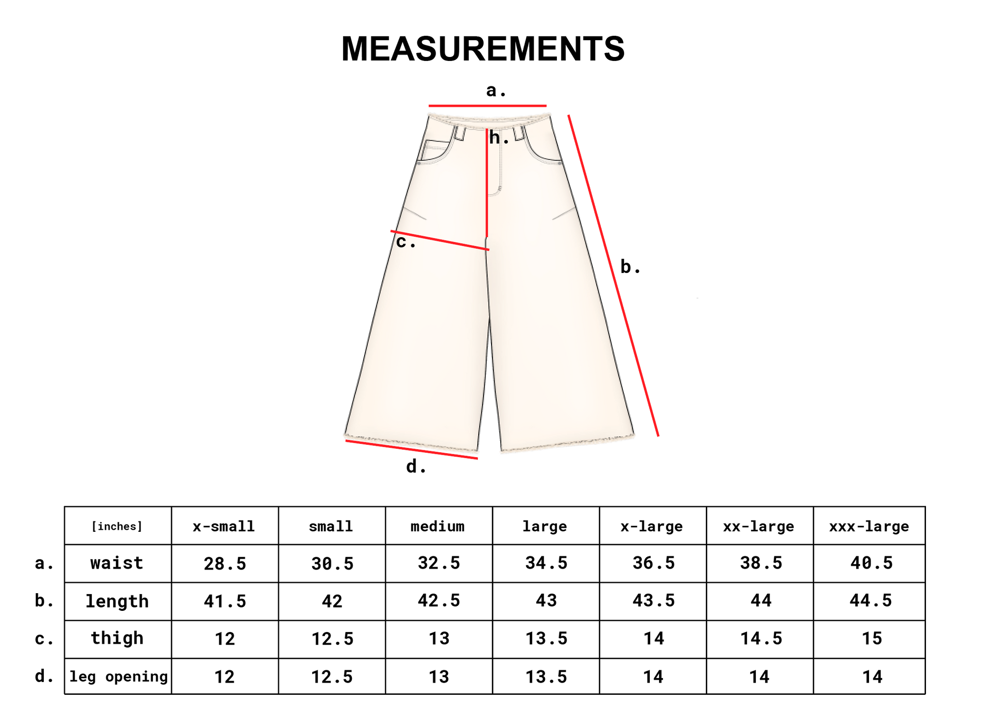 Size chart
